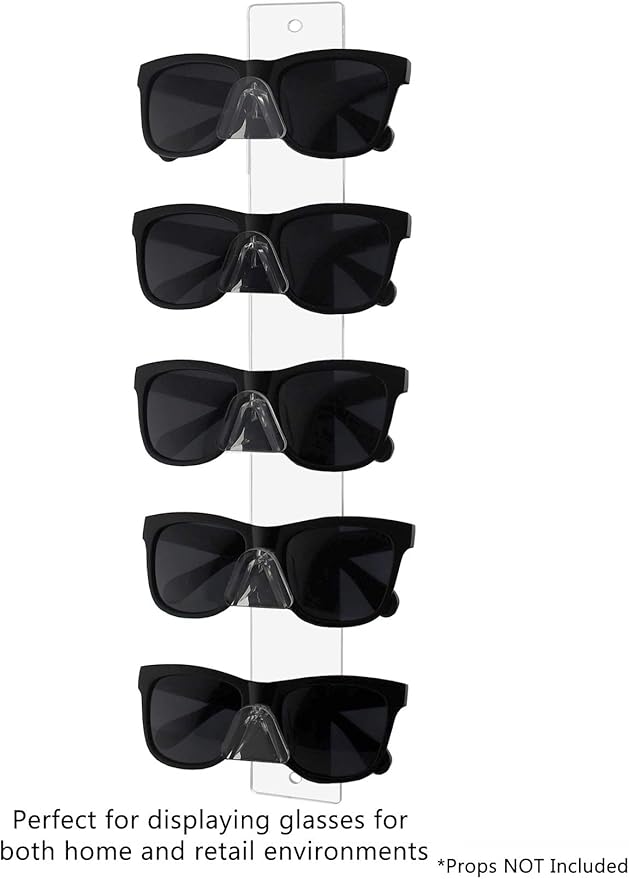 Marketing Holders 12 Pack Eyewear Holder 5 Pair Wall Mount with Hardware for Department Stores Optical Outlets Fashion Retailers Shopping Malls Clear Acrylic Rack