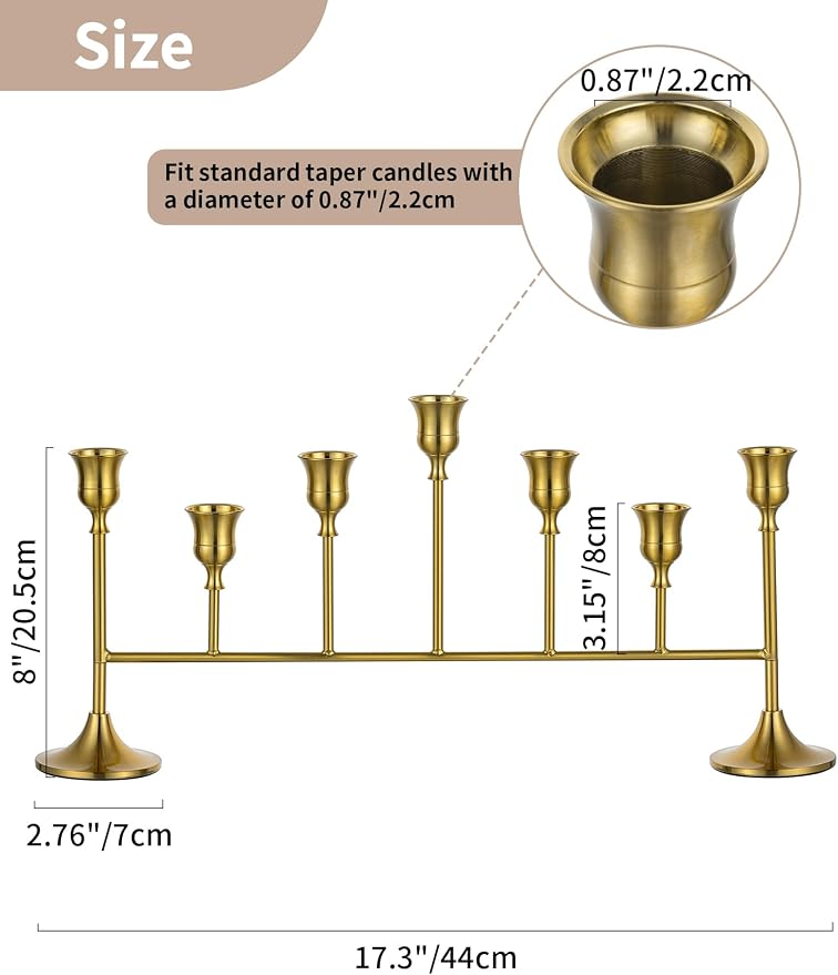 NUPTIO Candlestick Holders for Taper Candles: Gold Candelabra for Weeding Table Centerpieces - Brass Candle Stick Decor for Christmas Birthday Party Fireplace