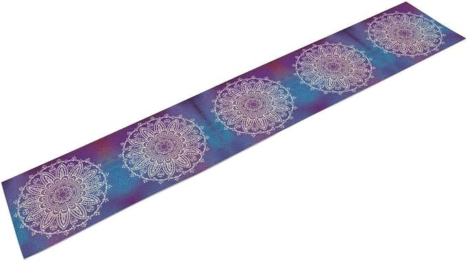 YCness Abstract Vintage Mandela Boho Table Runner, Modern Hippie Art Watercolor Purple Rainbow Colorful Dining Room Kitchen Living Room Party Holiday, 13x120 Inch