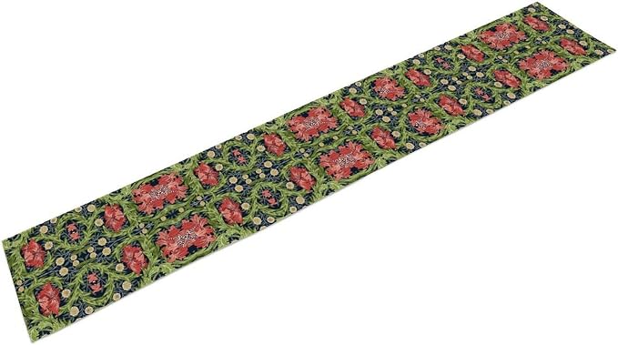 William Morris Flower Table Runner, Vintage Boho Style Plant Pattern Dinner Runner for Home Kitchen Dining Table Decoration 13x70 Inch