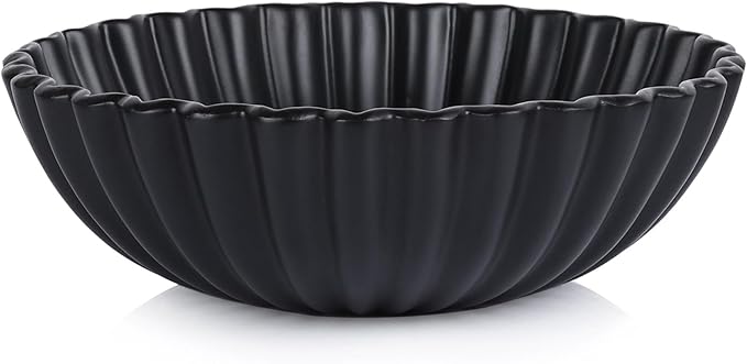 QIANLING Resin Large Black Decorative Bowl for Home Decor - Black Ruffle Fruit Bowl for Kitchen Counter Entryway or Coffee Table or Table Decor - Centerpiece Bowls for Keys, Fruit, Candy