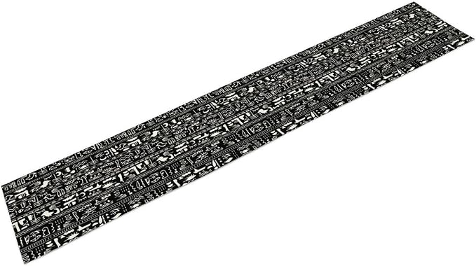 Egypt Table Runner Ancient Egyptian History Mural Old Hieroglyphic Elements Imperial Art Pattern for Coffee Table Dining Indoor Kitchen Holiday Picnic Party Camp Decor 13x36in