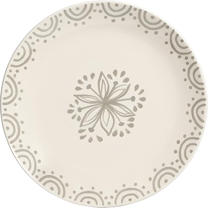 Sango 12-Piece Speckled Stoneware Dinnerware Set for 4- Glossy Plates and Bowls Set with Hand-Painted Floral Pattern, Rustic Ceramic Dish Set, Elegant Dishes for Everyday Dining, Siterra Glazed Garden