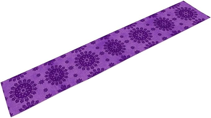 YCness Abstract Flower Mandela Table Runner, Watercolor Purple Geometric Modern Vintage Art Table Runner Table Cloth for Wedding Party Holiday Home Decor, 13x90 Inch