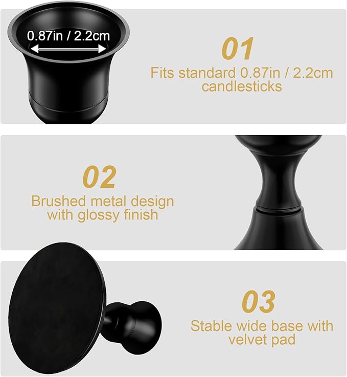 zeochyni Black Taper Candle Holders Set of 2, Vintage Metal Candlestick Holders for Dinner Room Table Centerpiece or Mantel Wedding Party Decor