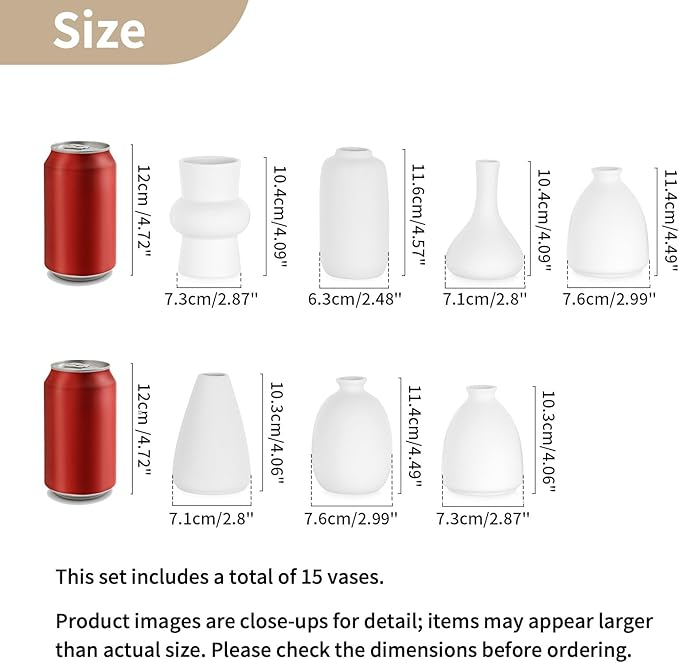 Small White Ceramic Vase for Centerpiece: NUPTIO Bud Vases for Flowers Wedding Dining Table Decorations Set of 15