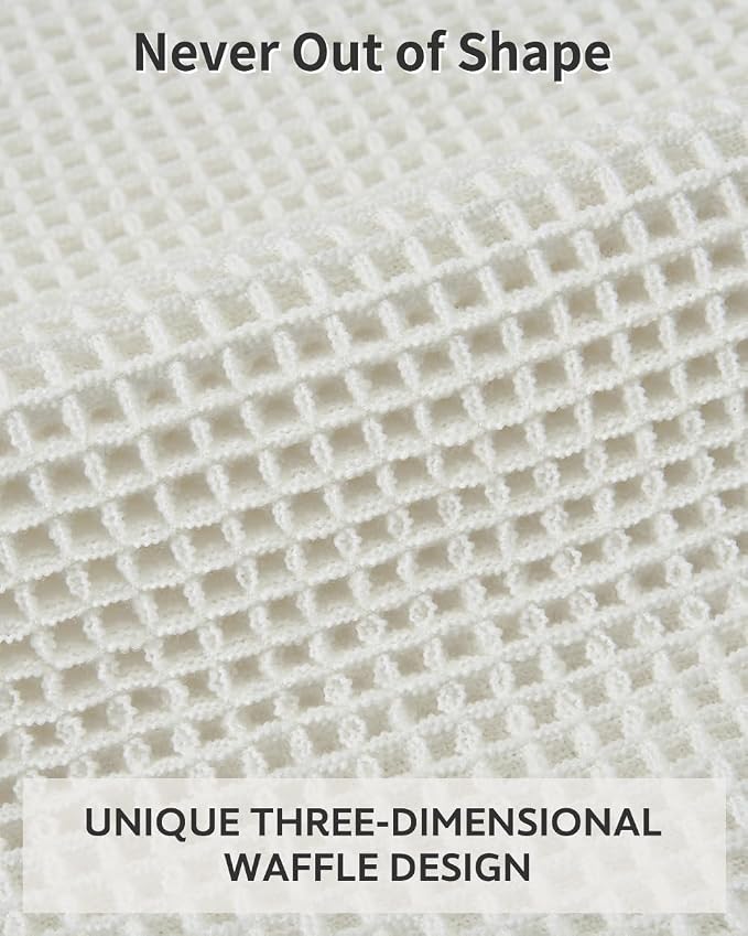 tchdio Waffle Bath Mat Rug, Super Absorbent Non Slip Bath Mats for Bathroom Mat Ultra Soft Bathmat Machine Washable Bath Rugs with Tassels, Bath Rugs for Bathroom Floor Beside Tub, 17" x 24", White