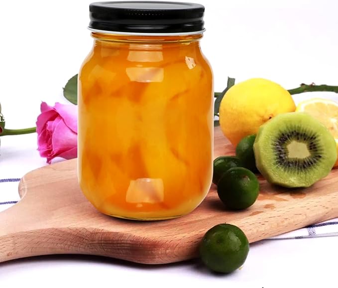 QAPPDA 16oz Glass Jars With Lids, Colorful Mason Jars,Glass Storage Jars For Food,Vibrant Glass Jars For DIY Project,Spice,Pickles,Herb,Bean,Dry Food,Dishware Safe,15 Pack
