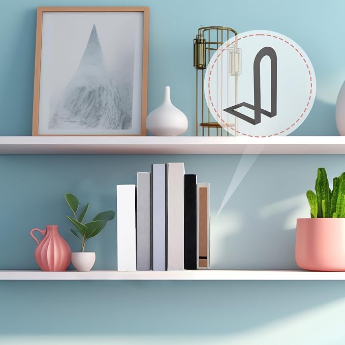 Chunful 6 Pcs Gray Book Ends for Shelves Modern Metal Small Bookends Book Shelf Organizer Minimalist Design Stopper to Hold Books for Home Office (5.5 * 3.75 * 2.25inch)