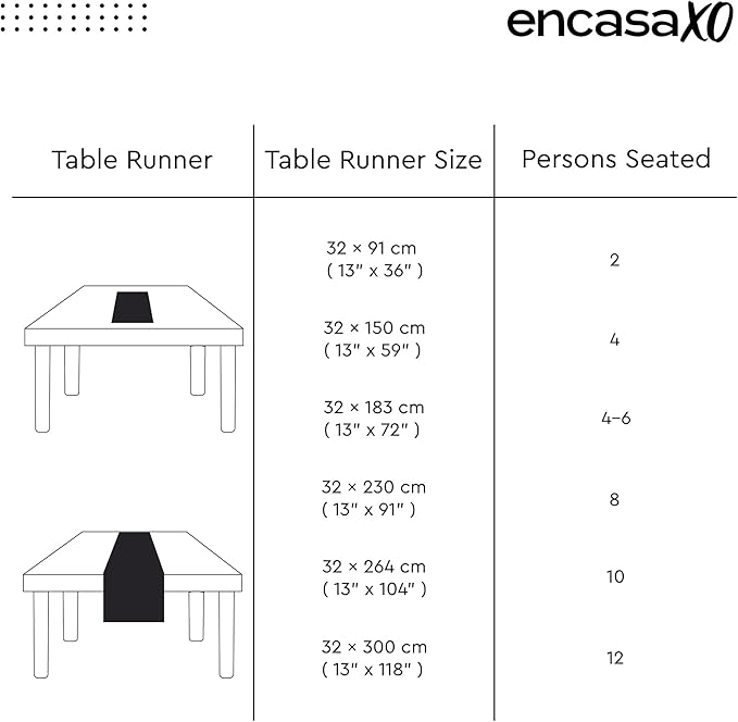 Encasa XO Cotton Dining Table Runner | Franca Blue Stripes | Size 13x91 in - Machine Washable & Durable