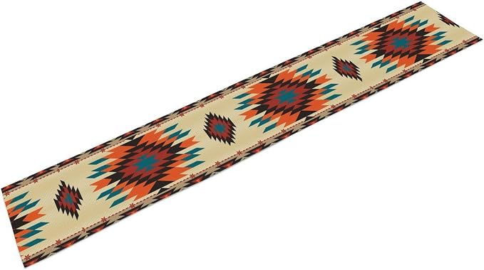 Aztec Southwest Table Runner, Ethnic Style Design Geometric Triditional Kitchen Table Runners Table Setting Decor for Garden Farmhouse Wedding Party Holiday 13x108 Inch