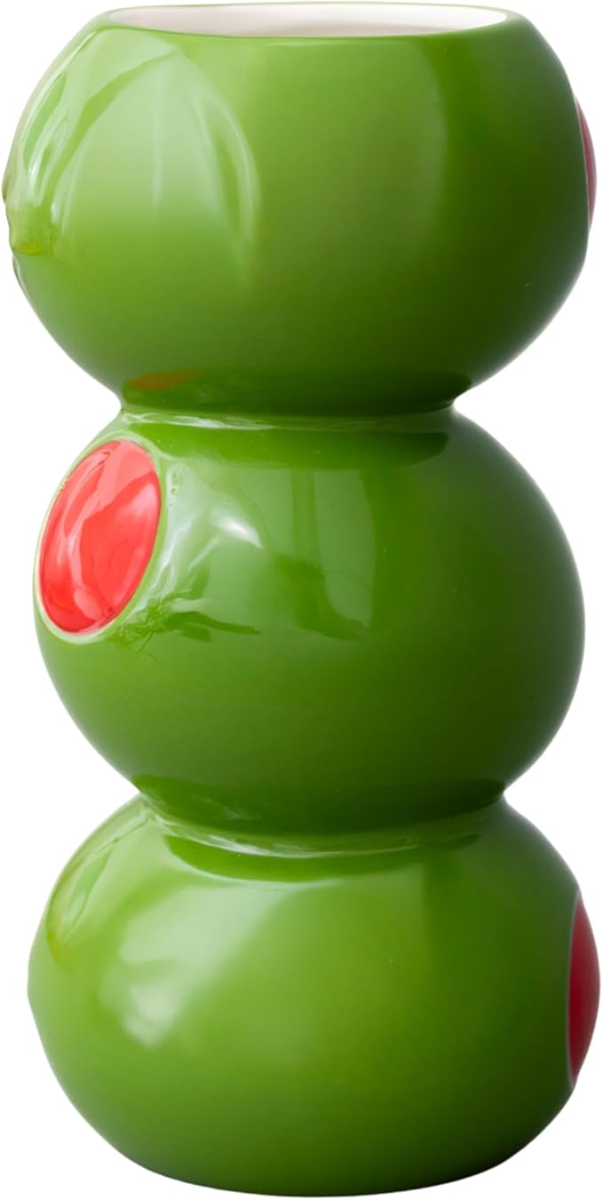 ban.do Decorative Ceramic Vase for Centerpiece, Tall Novelty Olive Vase for Home/Kitchen/Bar Cart (Olives)