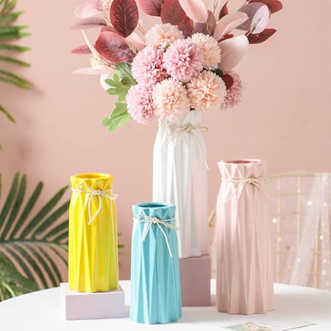 Disoza Ceramic Flower 9.5" H x 3.9" W Pink Vase Modern Home Decor Vases for Centerpieces Minimalist Farmhouse Cute Decorative Vases Flowers Tulip Pampas Grass Vase for Table Bathroom Shelf