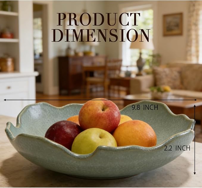 Decorative Bowl, Ceramic Fruit Bowl For Kitchen Counter, Purse Bowl For Dining Table Centerpiece Decor, Key Bowl For Entryway Table Coffee Table Top, Stone Large Luxury Bowls For Home, 9.8"X2.2"