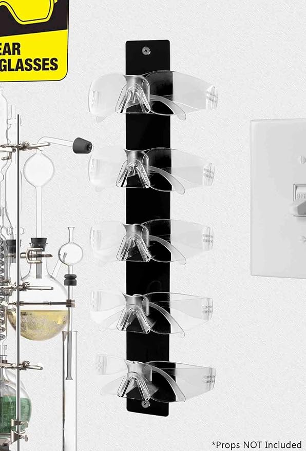 Marketing Holders 6 Pack Eyewear Sunglasses Holder 5 Pair Wall Mount With Hardware for Department Stores Optical Outlets Fashion Retailers Shopping Malls Black Acrylic