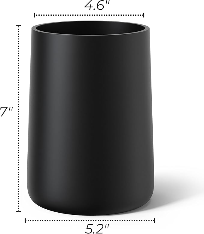 Utensil Holder – 7" Tall x 5.2" Diameter Kitchen Utensil Organizer for Countertop (Matte Black, 1 Pack)