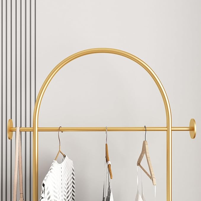 Gold Clothing Racks Heavy Duty, Gold Coat Racks Standing With Marble Base, Modern Coat Racks for Hanging Clothes, Clothing Racks for Boutique, Office