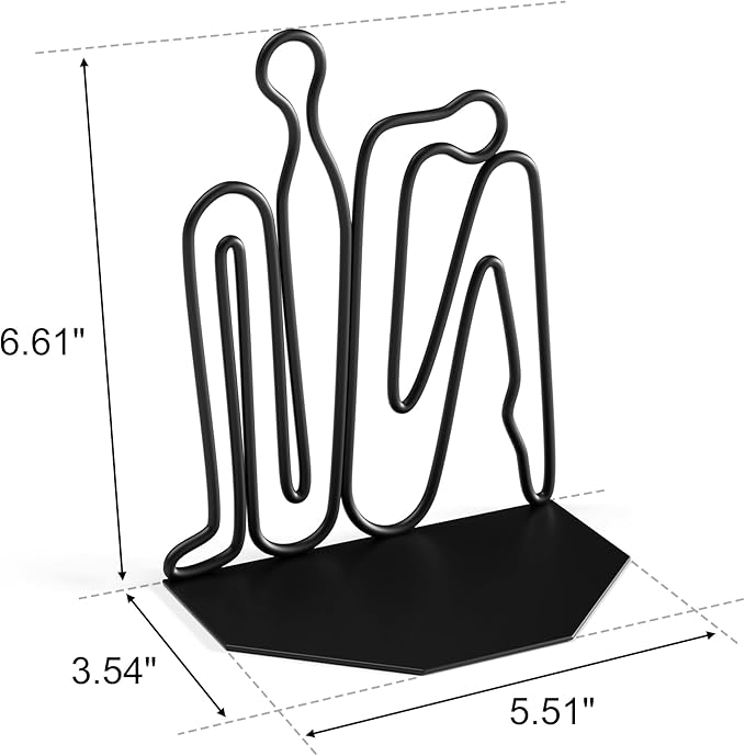 Alsonerbay Thinker Decorative Book Ends for Shelves, Metal Novelty Bookends with Non-Slip Base, Heavy Duty Book Stoppers for Home Office Decor (Black, 1 Pair)