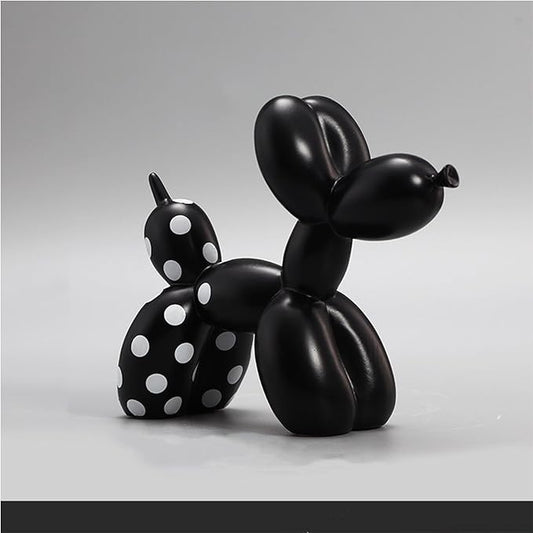 Cute Resin Dog Statue Decorations are Suitable for Modern Desktop Decoration, Home, Bedroom, Living Room, and Office Decoration (Black Dots)