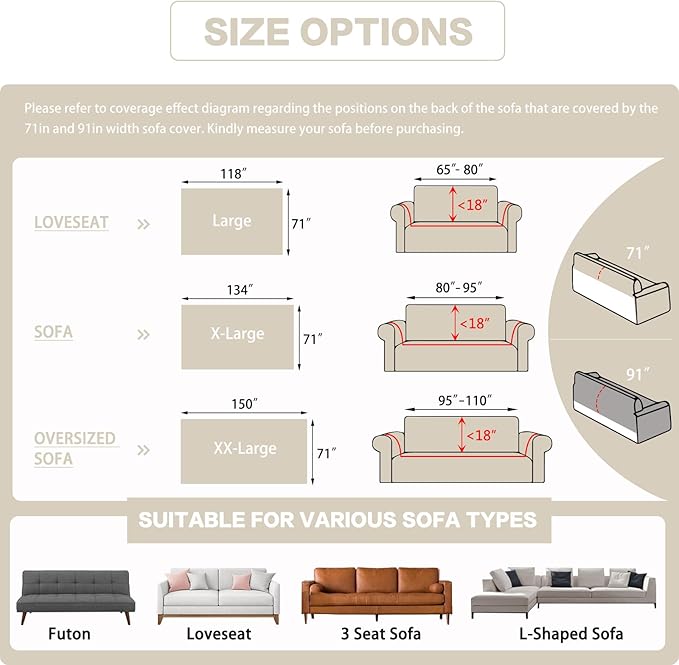 DREAMINGO Sofa Covers Washable Thick Chenille Couch Cover for 2 Cushion Couch Sofa Multi-Use Couch Cover Blanket Modern Pet Furniture Protector Sectional Couch Slipcover 71"x118", Beige White