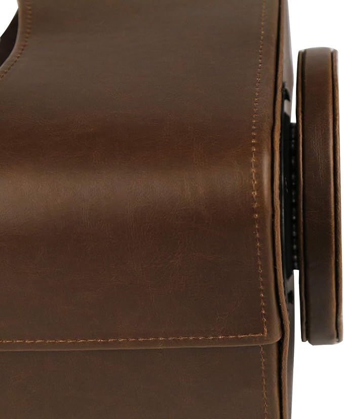HofferRuffer Spinning Remote Control Holder, Remote Caddy, Spinning Remote Control Organizer, PU Leather (Classic Brown)