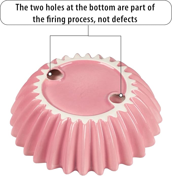 Large Ceramic Fruit Bowl Pink Decorative Bowl for Coffee Table Entryway Kitchen Modern Home Decor Centerpiece 9.5 Inches Ruffle Fluted Scalloped Bowl