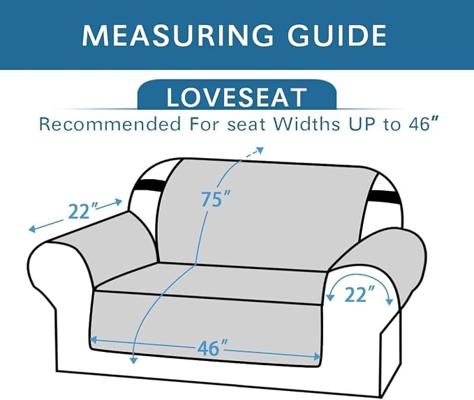 H.VERSAILTEX Sofa Protector for Dogs/Cats/Pets Sofa Covers Slipcover Quilted Couch Coveres Loveseat Covers with Non Slip Elastic Strap Water Resistant Seat Width: 46" (Loveseat, Light Grey/Beige)
