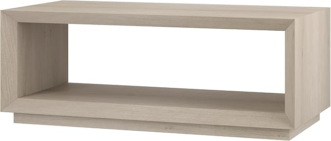 Henn&Hart 48" Rectangular Coffee Table with Open Storage Shelf for Living Room, Family Room, or Office, Beech White