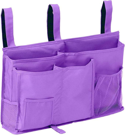 Sugaroom Purple Bedside Storage and Organizer - Hanging Caddy for Bed Rails, Bunk Beds, Dorm Rooms and More