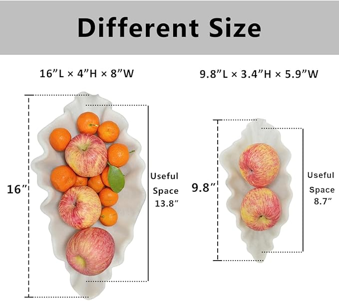 Off White Large Decorative Bowl - 16” Fruit/Key/Purse Bowl for Home Decor - Coffee Table & Entryway Table Decor - Scalloped Ruffle Bowls - Unique Centerpiece Bowls(Big)