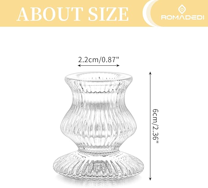 Romadedi Glass Candle Holder for Candlestick - 20 Pcs Clear Small Tapered Candle Holder Decor Bulk Wedding Table Centerpiece for Candle Sticks Christmas Party Living Room Dinner Advent