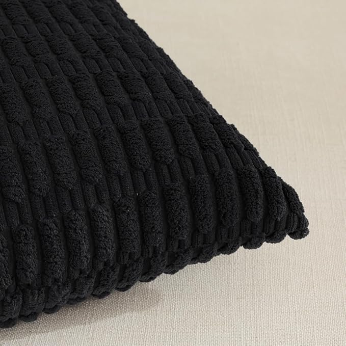 Fancy Homi 4 Packs Decorative Throw Pillow Covers for Living Room Couch Bed, Modern Farmhouse Boho Home Décor Accent Cushion Case, 16" x 16", Black