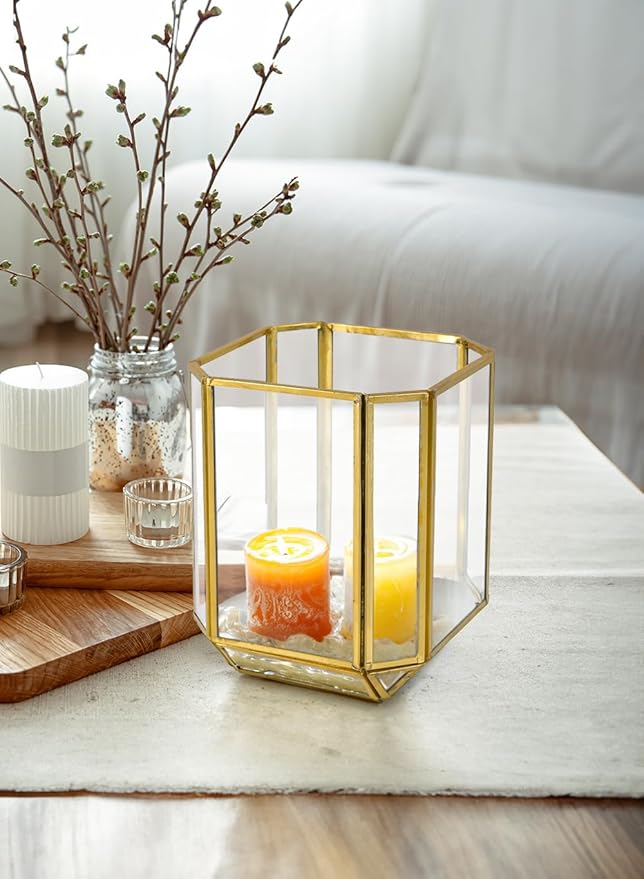 Serene Spaces Living 6" Aurea Votive Holder, Gold Metal & Glass Candle Holder - Elegant Decorative Centerpiece for Home, Weddings, Holidays, Special Occasions, Vase, Catchall, Organizer, Pack of 8