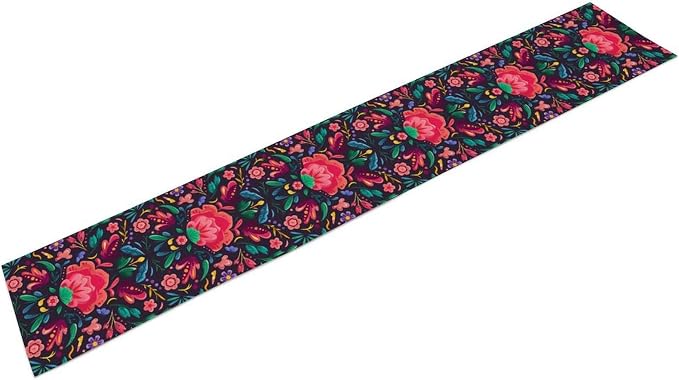 YCness Mexican Fiesta Table Runner Colorful Floral Plants Traditional Pattern Traditional National Ornament Table Runner for Party Living Room Home Bedroom Kitchen, 13x36 Inch