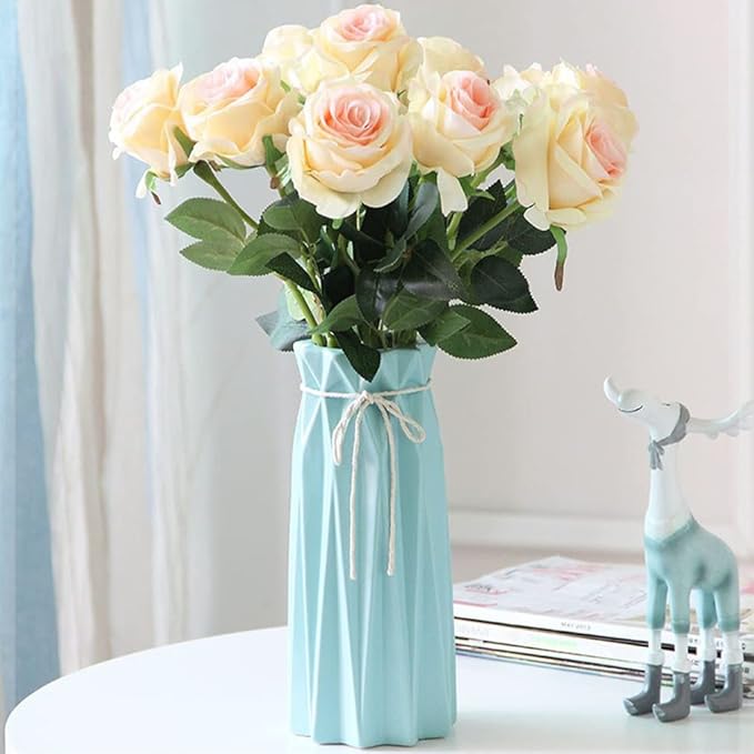 Disoza Ceramic Flower Vase Modern Home Decor Vases for Centerpieces Blue Minimalist Farmhouse 9.5" H x 3.9" W Cute Decorative Vases Flowers Tulip Pampas Grass Vase for Table Bathroom Shelf