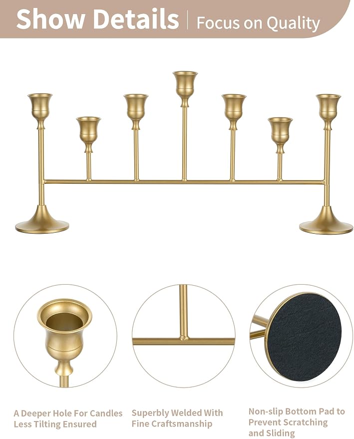 NUPTIO Gold Candlestick Holders for Table: Vintage Candelabra for Taper Candles - Weeding Centerpieces Candle Stick Holder for Christmas Birthday Party Fireplace