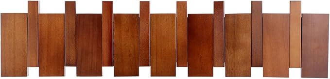 Youyole Mid Century Modern Wooden Coat Hooks Wood Color Wall Mounted Folding Coat Rack Hanger with 8 Hooks Heavy Duty Flip Down Piano Hat Rack for Hanging Coats Hats Home, 22.8 x 5.3''