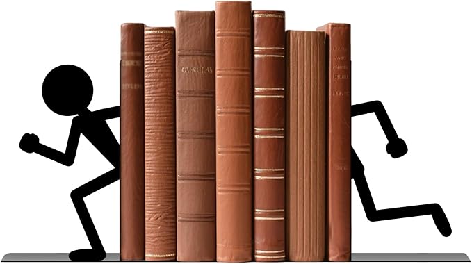 Metal Bookends Running People Bookends Decorative Cute Book Ends for Shelves Bookshelf Reading Decor Bookshelf Decor Space-Saving Desk Organizer for Book Lovers Gift