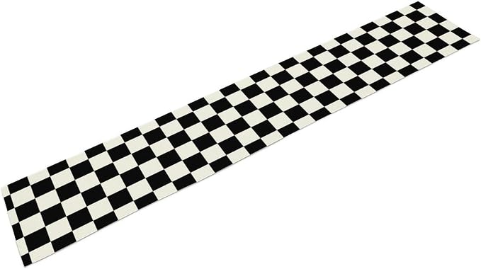 Black White Plaid Table Runner Racing Car Theme for Birthday Reunion Party Home Kitchen Dining Room Dinner Runner Decor 13x90in