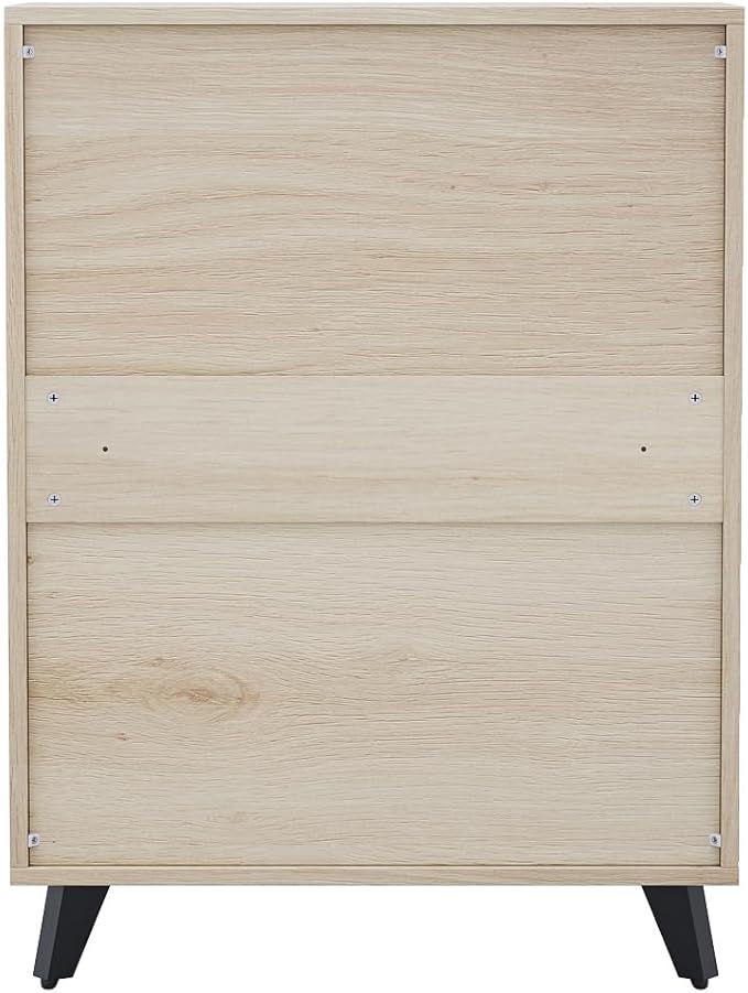 Angel Sar Rattan Shoe Cabinet for Entryway, Slim Shoe Storage Cabinet with 2 Flip Drawers, Hidden Shoe Organizer, Shoe Rack Cabinet with Metal Legs, Natural Wood