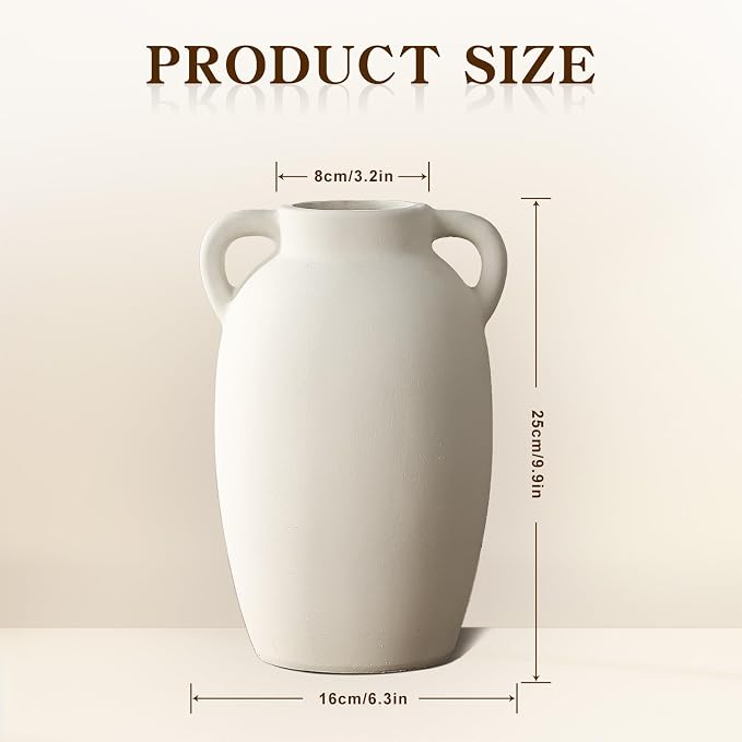 White Ceramic Vase-Boho Decorative Vase,Terracotta Tall Vases Decorative Pottery are Suitable for Decorating Living Rooms,Kitchens,and Bedrooms.