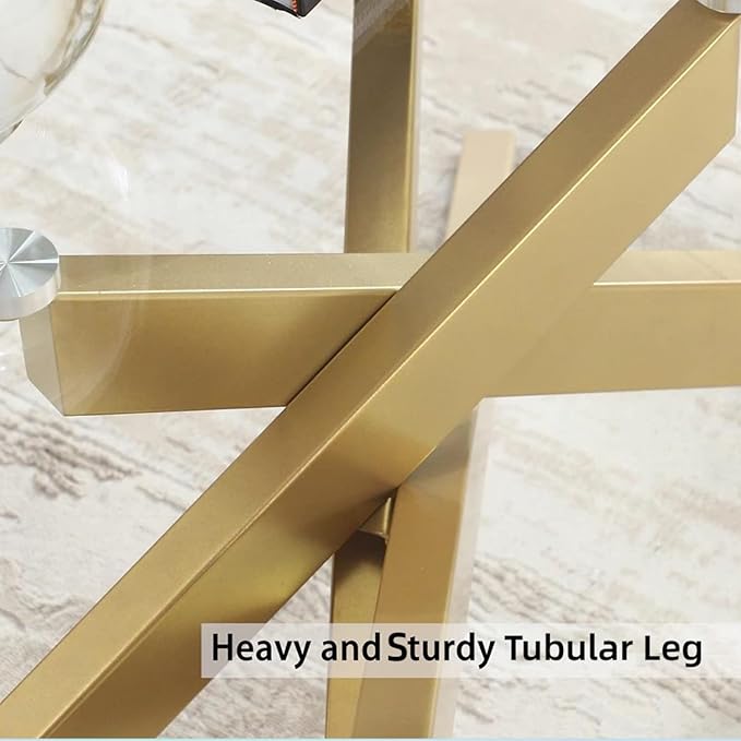 Gold Coffee Table for Living Room, Modern Glass Coffee Table with 47" Tempered Glass Top and Metal Tubular Legs for Small Space, Apartment, Office