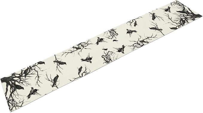 Silhouette Tree Crows Halloween Table Runner Branches Fall Kitchen Dining Table Decoration for Outdoor Home Party for Living Room Holiday Dinner Home 13x70in