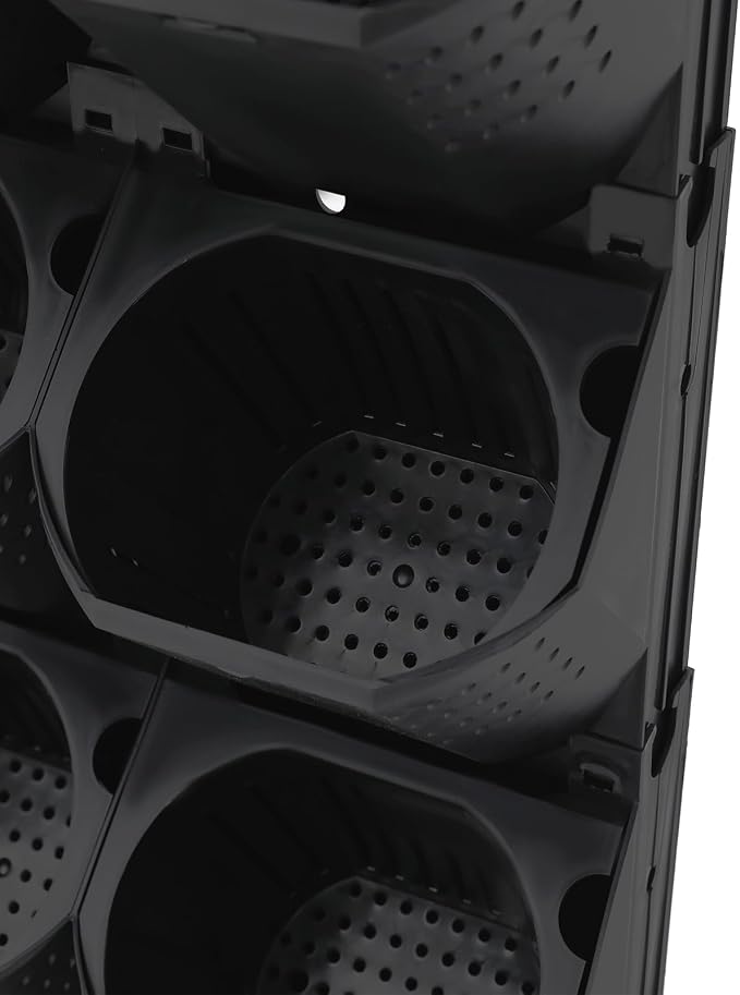 Wall-Mounted Flower Pot Holder for Indoor Outdoor Use on Balcony, Patio, Garden (36-Slot Black)
