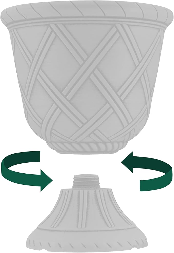 Arcadia Garden Products PL60GD Lattice Plastic Garden Urn, Classic Decorative Garden Pot Planter for Indoor and Outdoor Plants, Gold