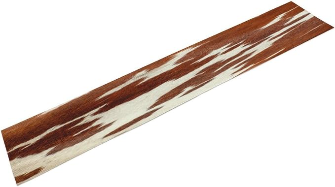 Cow Print Table Runner, Rustic Country Farmhouse Animal Fur Skin Western Farm Brown Cowhide Print Dinner Runner for Home Kitchen Dining Table Decoration 13x36 Inch