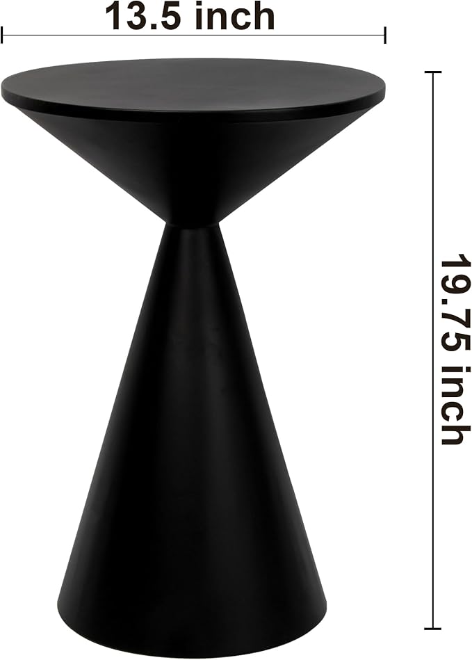 COVLON Small Drink Table, Round Martini Table, Drum End Table Side Table, Metal Accent Table,for Small Space Living Room, Bedroom, Black