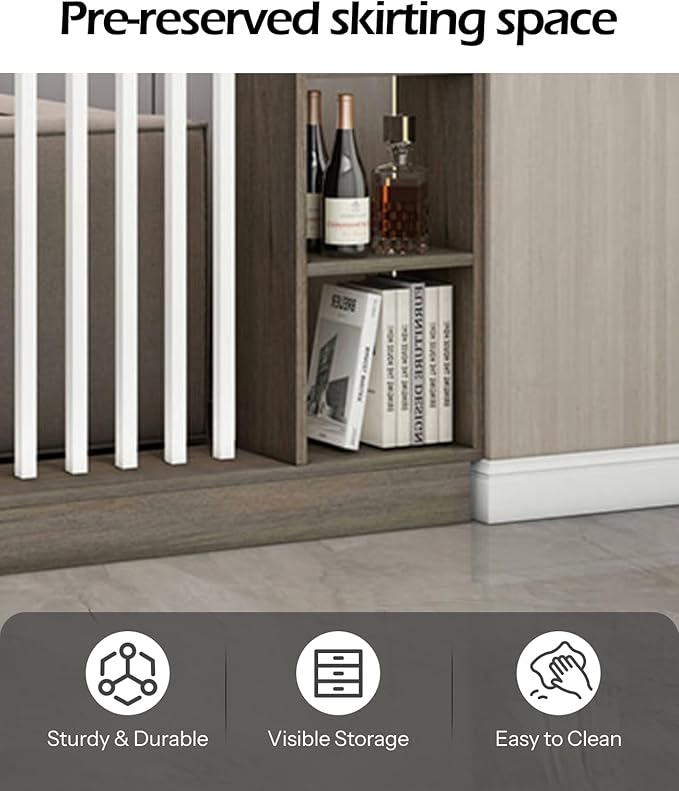 Wall Room Divider, Storage Cabinet Storage Display with Shelves, Modern Freestanding Wood Room Divider Screen, Wall Privacy Screens for Home Decorative (Grey Oak+White,31.5" L x 9.5" W x 79.5" H)