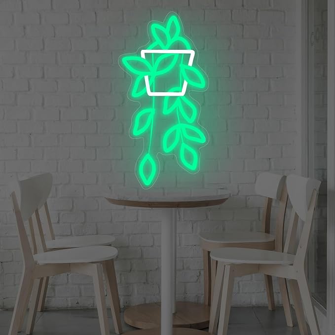 Flowerpot Neon Sign for Wall Decor, USB Light Up Sign for Home Bedroom Party Bar Flower Shop Decor Wedding Birthday Party Gifts for Her Him, 16.5"x8.9"