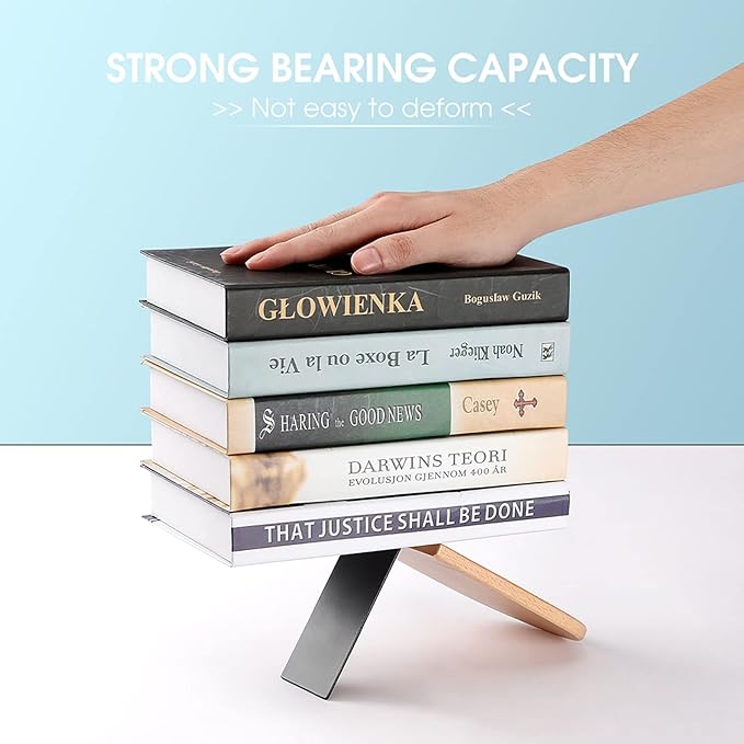 Camel Sky Book Ends Wooden Bookends Non-Skid Metal Base Heavy Duty Book Shelves Decor, Decorative Bookends for Books/CDs Bookshelf Table Home Decor